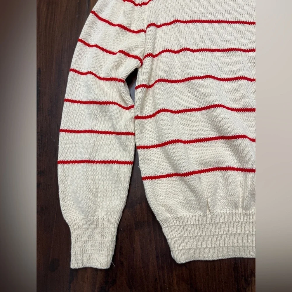 Par Four Sweater Vintage 90’s Deadstock Cream Red Stripes 100% Cotton Golf EUC - Picture 7 of 15